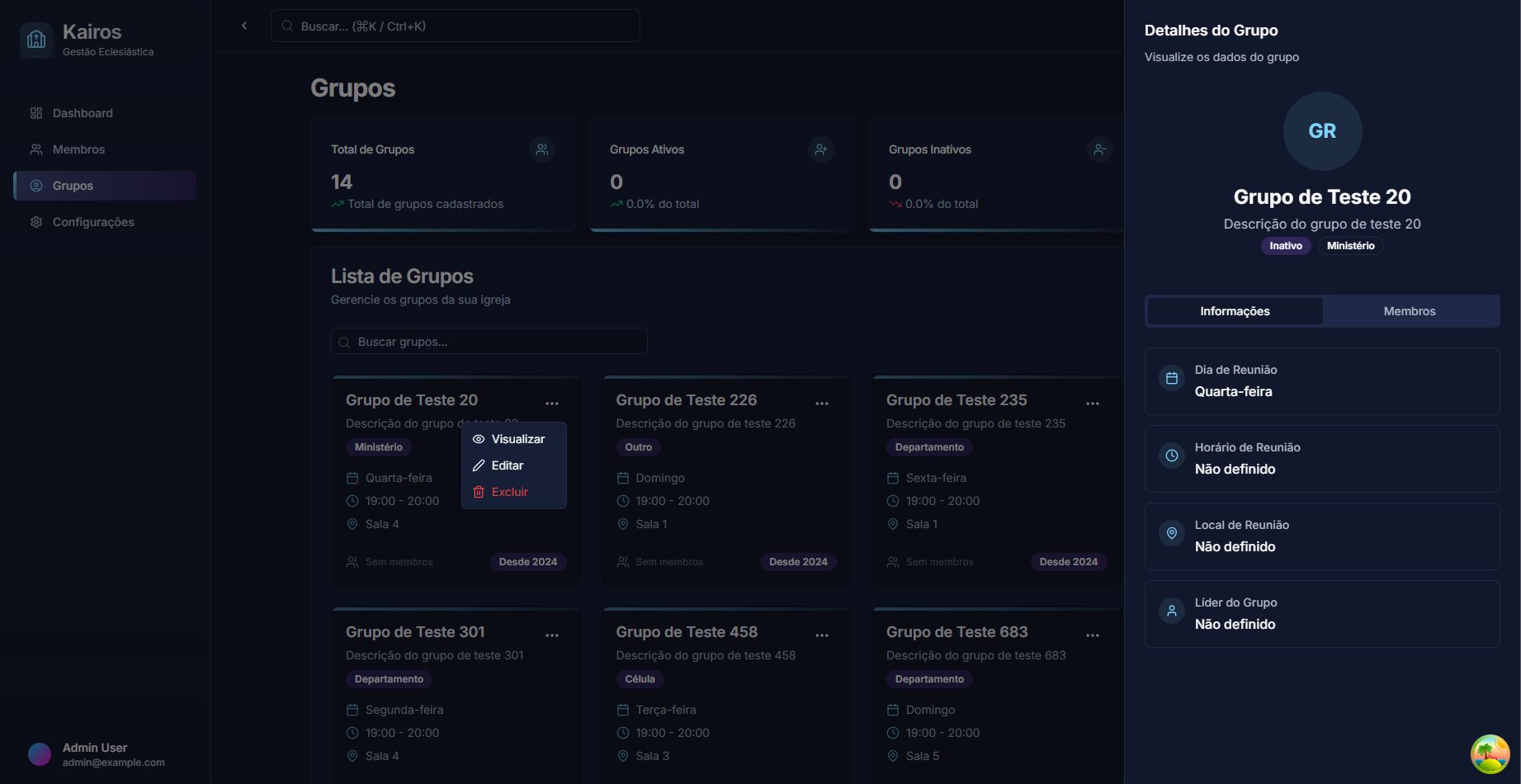 Kairos project interface